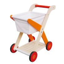 Lelin toys Дървена детска количка за пазаруване, оранжева