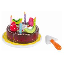 Lelin toys Комплект за игра, Дървена шоколадова торта за Рожден ден