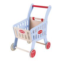 Lelin toys Дървена детска количка за пазаруване, синя
