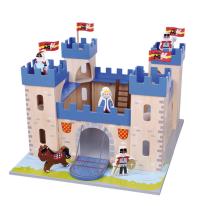 Lelin toys Детски дървен замък, с войници и аксесоари
