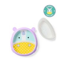 Skip Hop Zoo Smart Serve Plate & Bowl Комплект купичка и чиния - 3 части, вднорогът Юрика 6м+