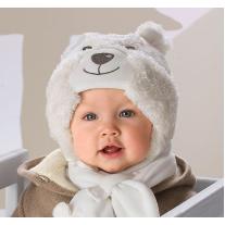 Sterntaler ЗИМНА БЕБЕШКА ШАПКА МЕЧЕ В ЕКРЮ