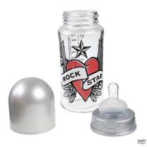 Rock Star Baby бебешка бутилка 230ml Heart & Wings (със широк отвор)