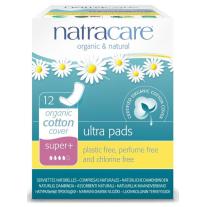 Natracare - Натурални превръзки с био памук, Супер плюс, без крилца,12 бр.