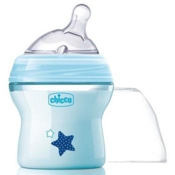 Пластмасово шише за хранене Chicco Natural Feeling 150 мл. със силиконов биберон 1 капка 0 м+ синьо