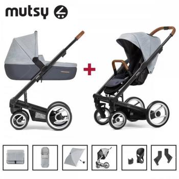 Mutsy Пакет MUTSY Шаси I2 Black + Кош За Новородено I2 Pure Cloud + Седалка I2 Pure Cloud + Аксесоари I2 Изложена
