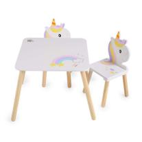 Moni Toys дървена маса с два стола UNICORN