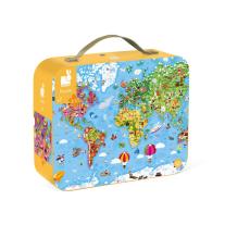 Гигантски пъзел в куфар Карта на света Janod