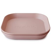 Mushie Квадратни чинии за хранене, 2 броя цвят Blush