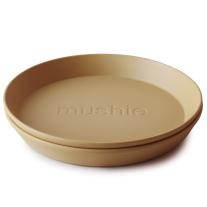Mushie Кръгли чинии за хранене, 2 броя цвят Mustard