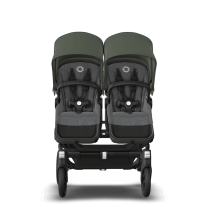 Количка за близнаци Bugaboo Donkey5 Twin Black Chassis, цвят Forest Green