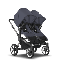 Количка за близнаци Bugaboo Donkey5 Twin Graphite Chassis, цвят Stormy Blue