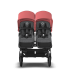 Количка за близнаци Bugaboo Donkey5 Twin седалка Grey Melange шаси Black сеник Sunrise Red Изложена