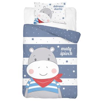 Detexpol Спален двулицев комплект , бамбук за бебешко креватче (2 части) син хипопотам 90x120