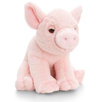 Keel Toys, Плюшена играчка, Прасенце със звук, 16 см розово