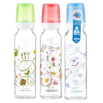 Canpol Стъклено шише 12м+ 240 мл. корал