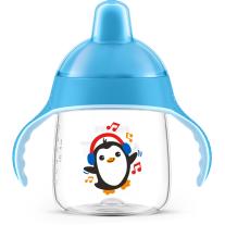 Philips AVENT Неразливаща се чаша с твърд накрайник 260мл, 12м+ Пингвин, синя