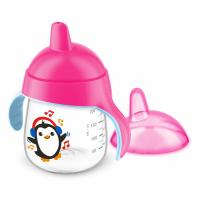 Philips AVENT Неразливаща се чаша с твърд накрайник 260мл, 12м+ Пингвин, розова