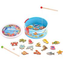 Tooky Toy, На лов за рибки - дървена игра в кръгла кутия