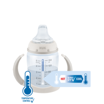NUK First Choice РР шише Temperature Control 150мл със силиконов накрайник за сок Mickey grey + box