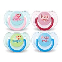 Philips AVENT Ортодонтични залъгалки с картинки – забавни надписи (6-18м), розово, 2 бр./оп.