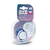 Lovi Силиконова залъгалка 2 бр Day and Night 6-18 м 2 бр синя