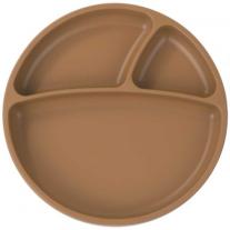 Minikoioi Portions силиконова чиния с вакуум - Woody Brown