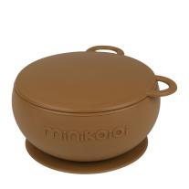 Minikoioi Bowly силиконова купа с вакуум и капак - Woody Brown