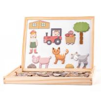 Двустранна дъска с магнитни животни Woodyland
