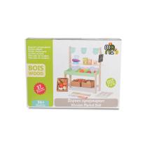 Moni Toys Дървен супермаркет с комплект продукти - 4425