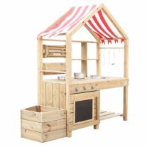 Classic world - Детска дървена кухня с готварски принадлежности за игри на открито и закрито