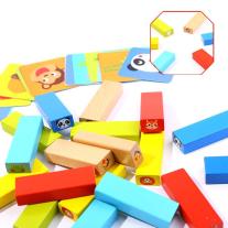 Tooky Toy, Дървена цветна дженга със зарче, Животни