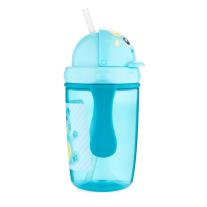 Canpol Нетечаща чаша с дръжки и силиконова сламка 400мл HELLO LITTLE Turquoise