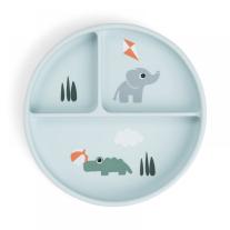 Чиния с разделения с вакуум Done by Deer Stick&Stay Playground Blue