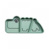 Силиконова чиния с разделения и вакуум Done by Deer Stick&Stay Croco Green