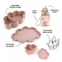 3 в 1 - Кутия за обяд, Done by Deer Кутия за снакс и Бутилка със сламка Playground Powder