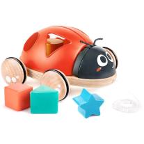Дървена играчка за дърпане и сортиране, Hape, Калинка, 20 х 18 х 7 см