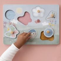 Дървен Тактилен Пъзел Little Dutch Flowers and Butterflies