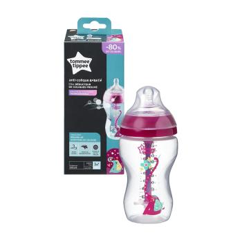 Шише за хранене Tommee Tippee Advanced Anti-Colic 3м+. 340 мл. Розово с декорация