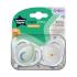 Ортодонтични залъгалки Tommee Tippee NIGHT TIME със светеща в тъмното дръжка 0-6м Бяла и синя с декор луна и звезда