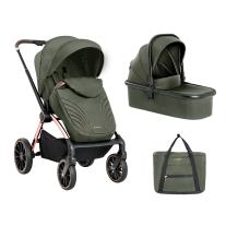 Комбинирана количка 2в1 с кош за новородено KIKKA BOO Kara Army Green