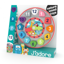 Дървен цветен часовник сортер, J′adore, 13 части