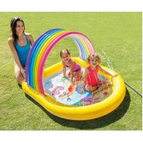 Детски надуваем басейн със сенник и пръскалка INTEX Дъга