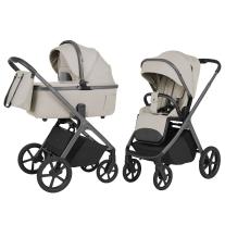 Бебешка количка 2в1 CARRELLO Vector със сгъваем кош за новородено Zephyr Beige