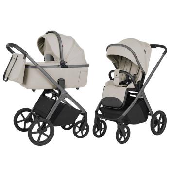 Бебешка количка 2в1 CARRELLO Vector със сгъваем кош за новородено Zephyr Beige