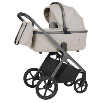 Бебешка количка 2в1 CARRELLO Vector със сгъваем кош за новородено Zephyr Beige