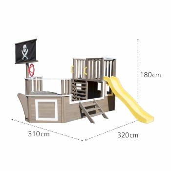 Детска Дървена Катерушка Пиратски Кораб с Пързалка и Пясъчник GINGER HOME – 310×320×180 см