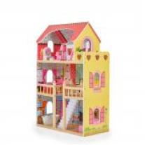 Moni Toys Дървена къща за кукли с обзавеждане Emily