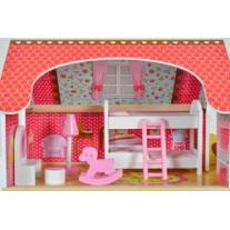 Moni Toys Дървена къща за кукли с обзавеждане Emily