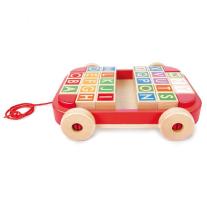 Дървена играчка, Hape, Ремарке за дърпане с дървени кубчета